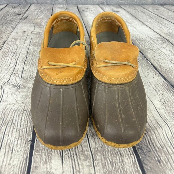 L.L. Bean Other - L.L. Bean Mens Duck Shoes Boots Size 9M Brown & Tan Leather/Rubber Lace-Up